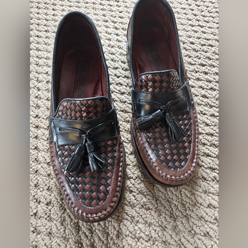 Women's Woven Tassel Loafers in Brown and Black